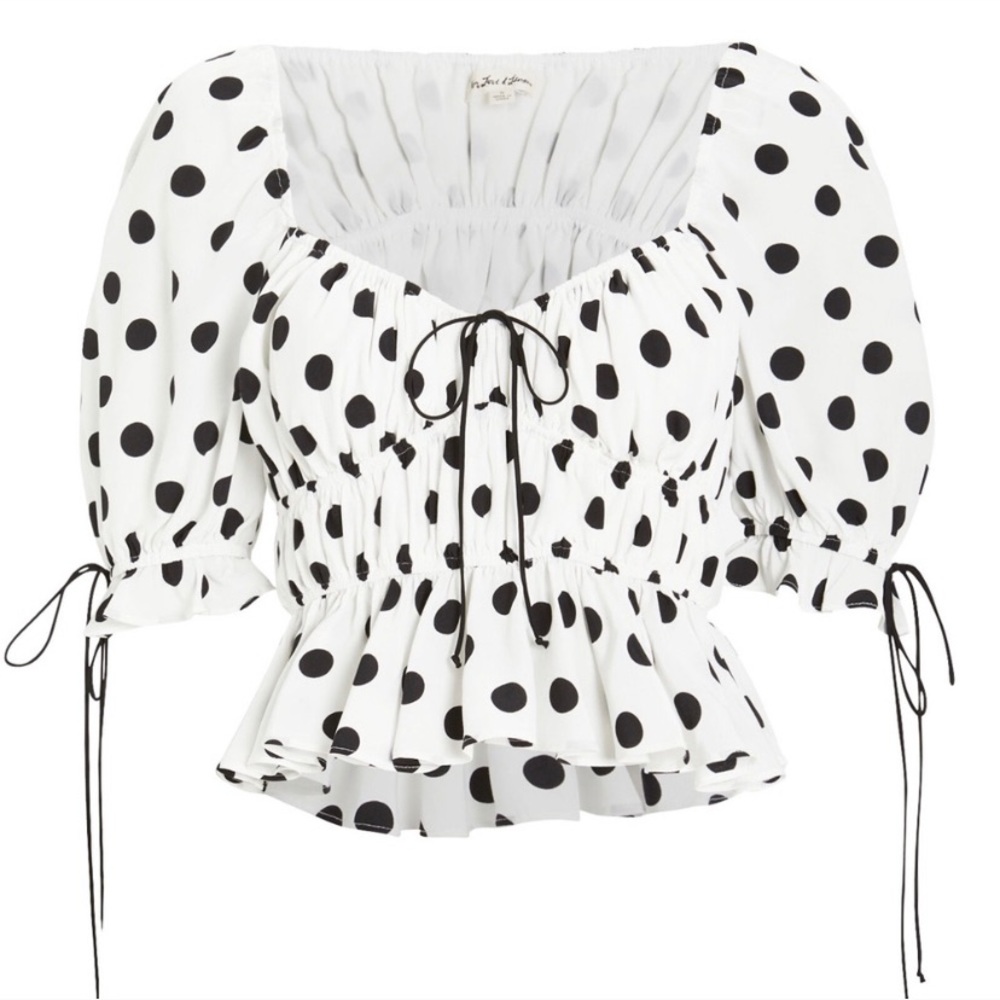For Love and Lemons Mochi Polka Dot Crop T…